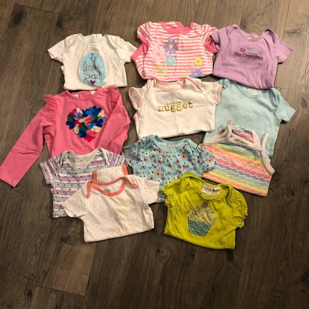 Baby girl onesies, bundled